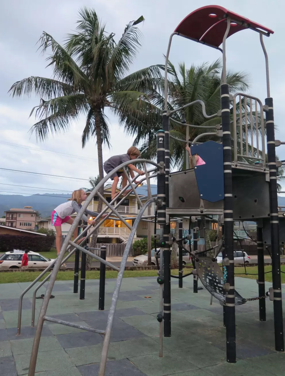 Kids having a ton of fun on the playground.