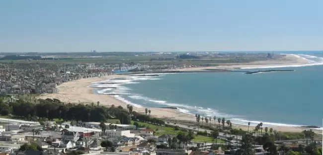 The seven jetties from above.