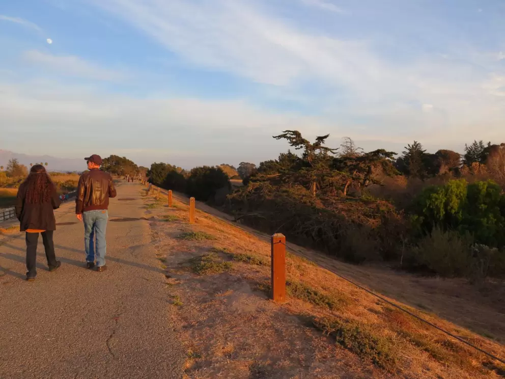 Walking along the trail.