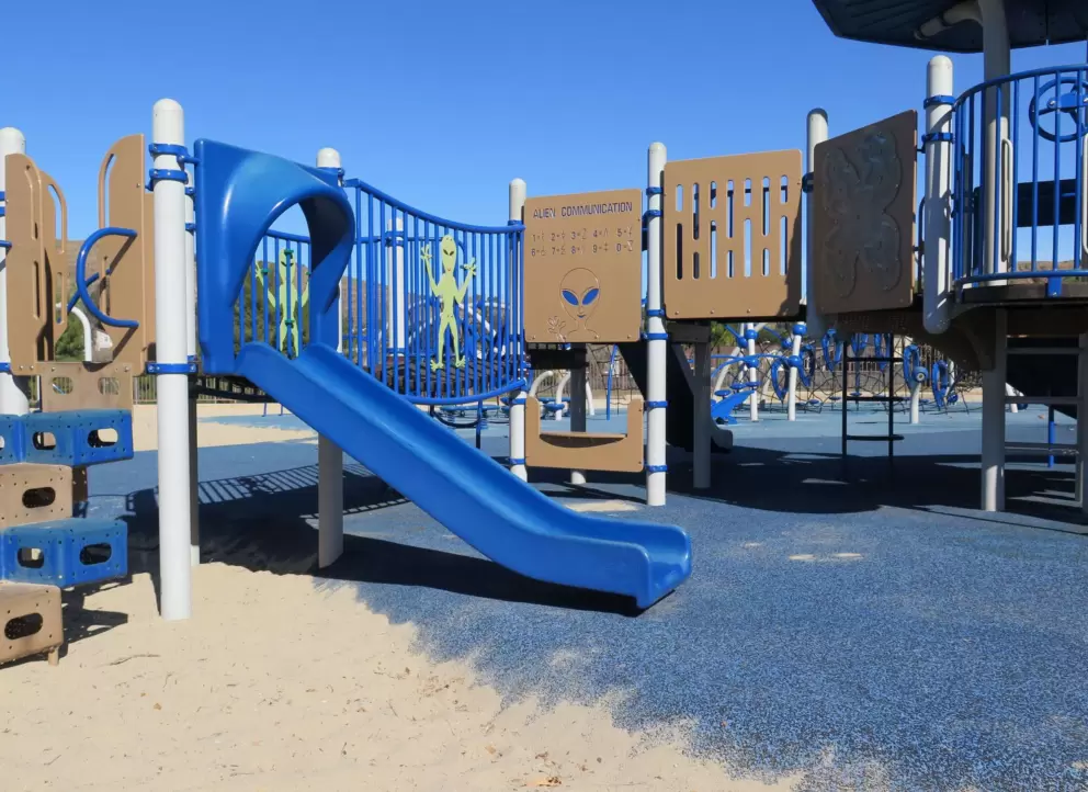 Alien designs on the toddler playground!