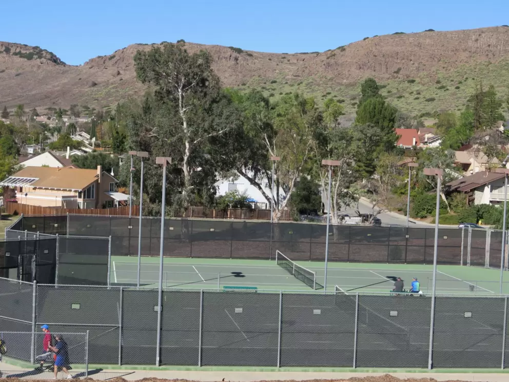 The tennis courts.