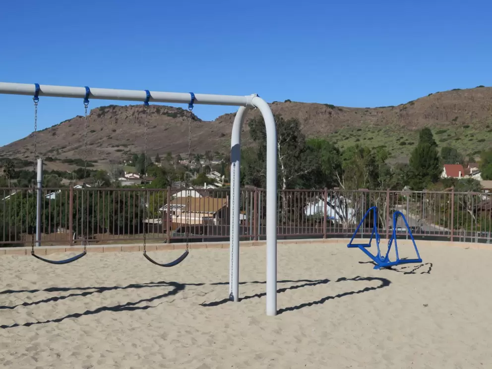 Swings and seesaw.