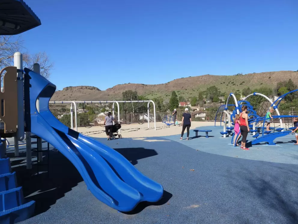 Blue double slides.