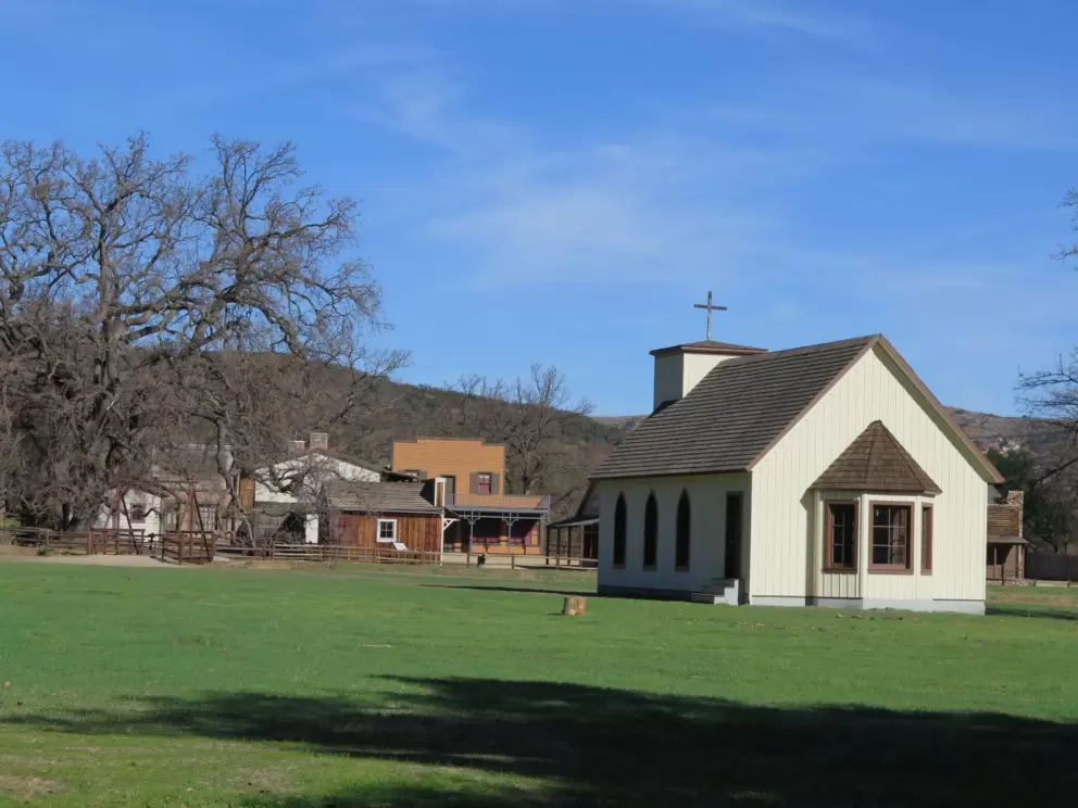 The church, and what used to be the wild west town.
