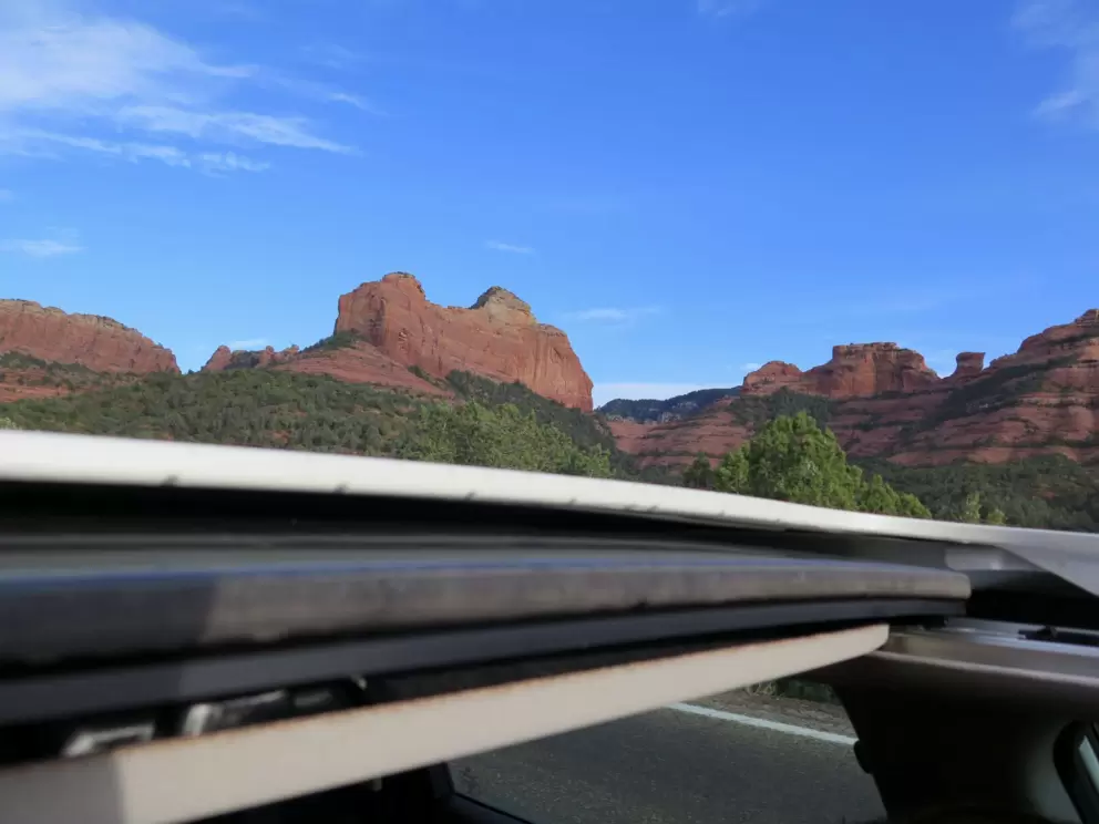 Looking out the sunroof is fun.