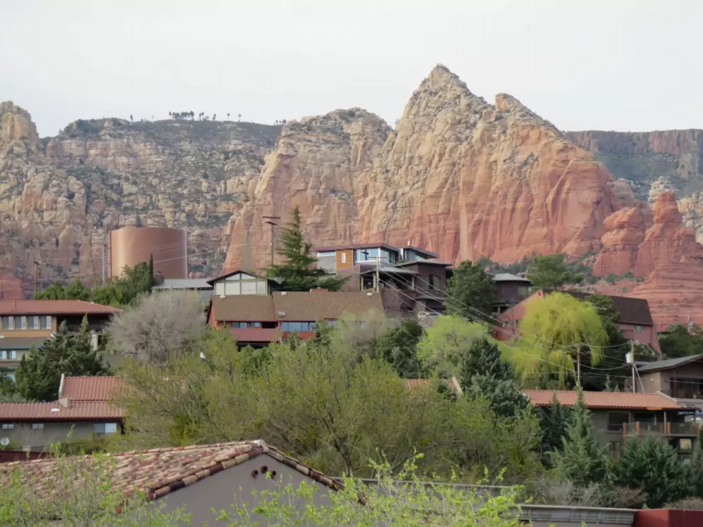 Jagged red rocks.