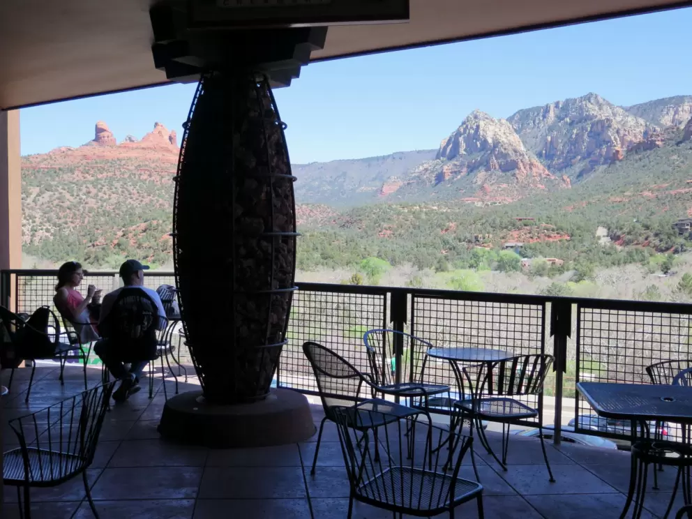 Views from shopping plaza where Wildflower Bread Company is located. 