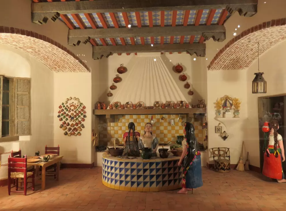 Diorama scene of Mexican kitchen.