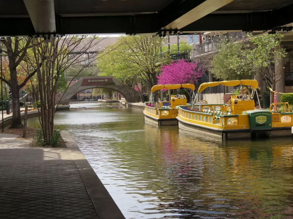 Yellow boats on the canal.