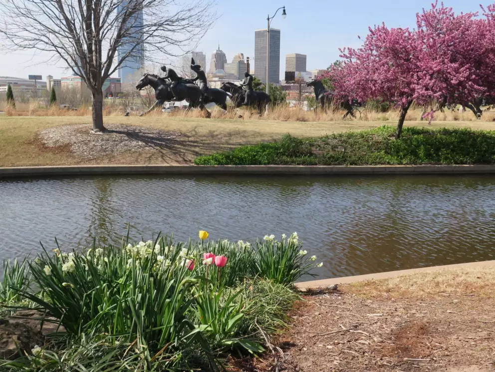See the Centennial Land Run Sculpture in the distance.