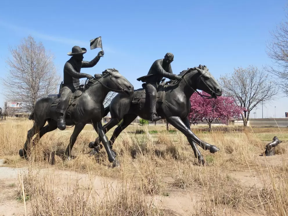 Riding across the land.