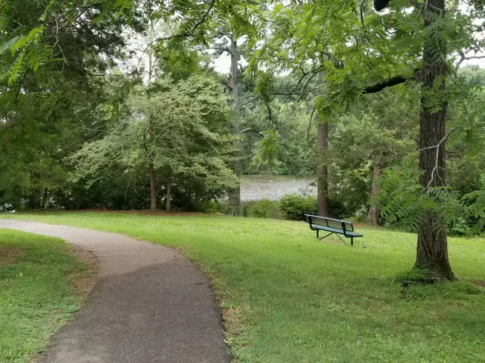 Bench by the water.