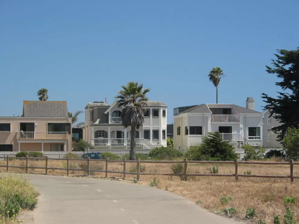 I love the modern beachhouses! Also, notice the wide bike path...