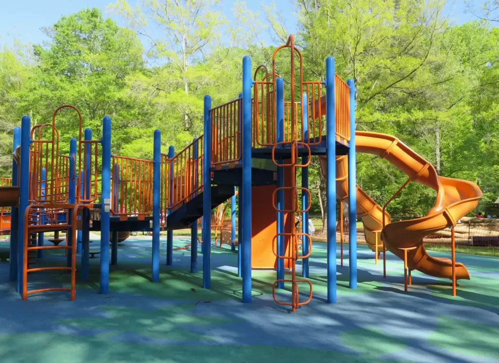 Twisty high slide.