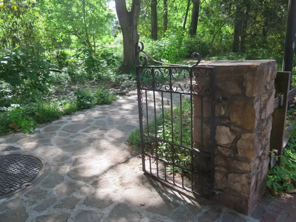 Gate into the arboretum.