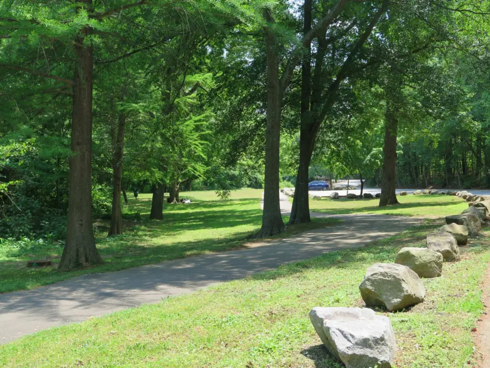 Shady walkway in the park.