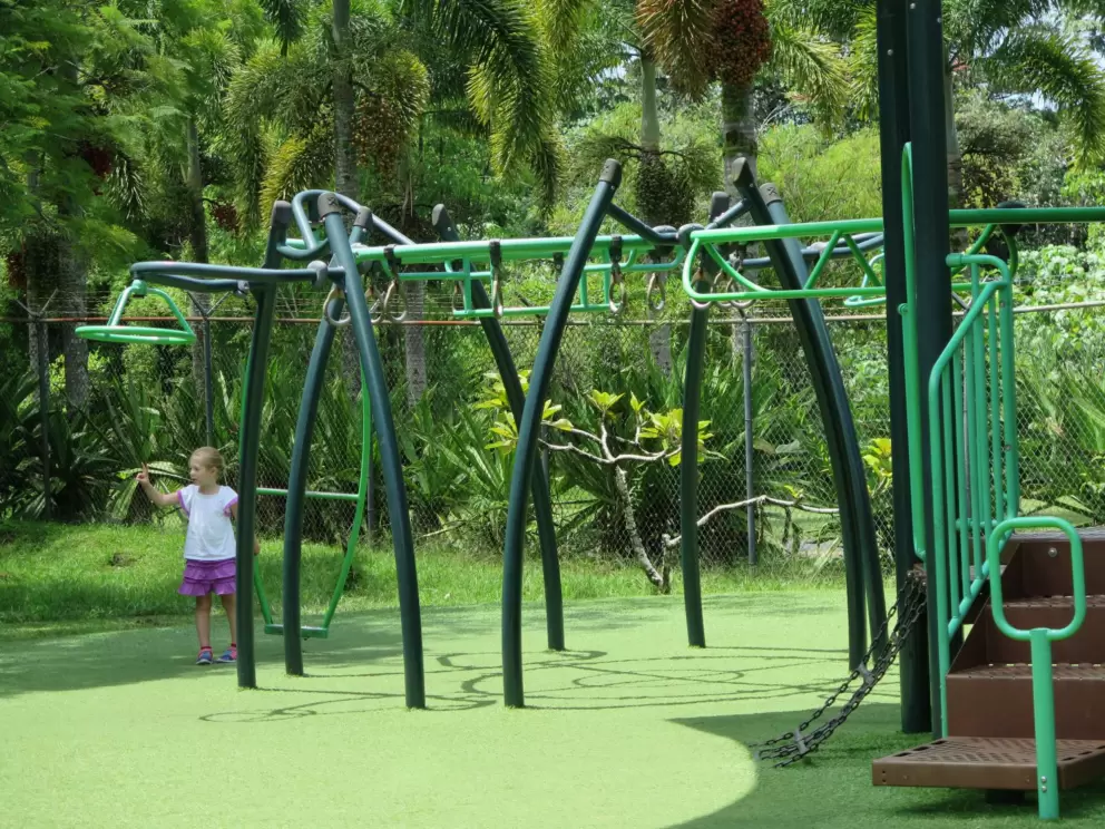 A girl enjoys the spinner.