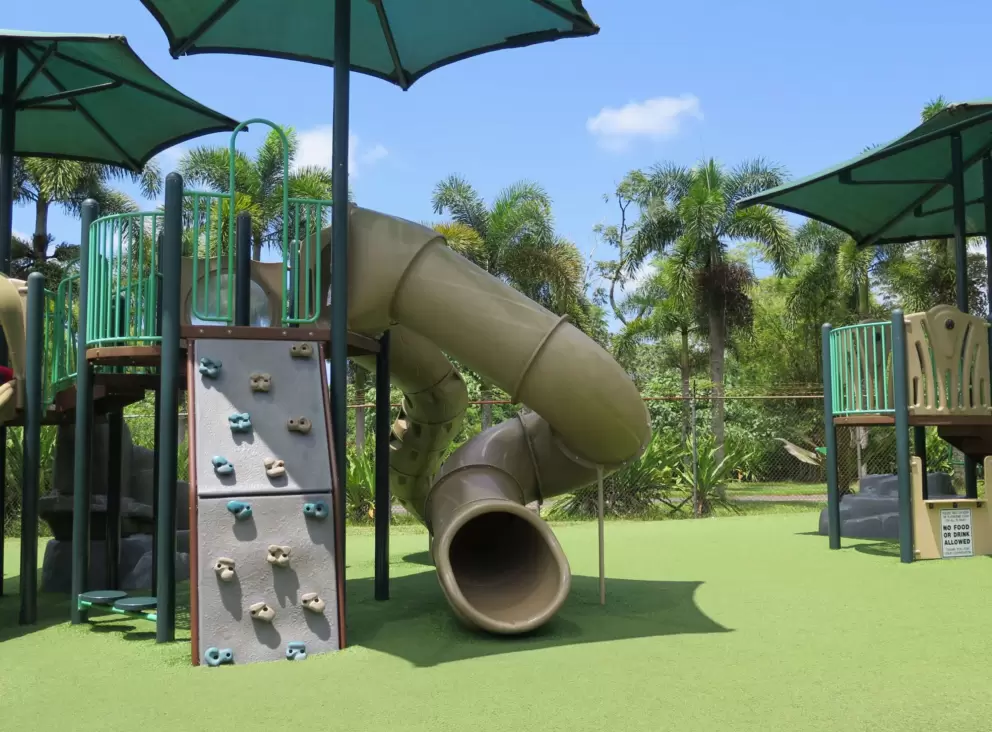 Enclosed twisty slide.