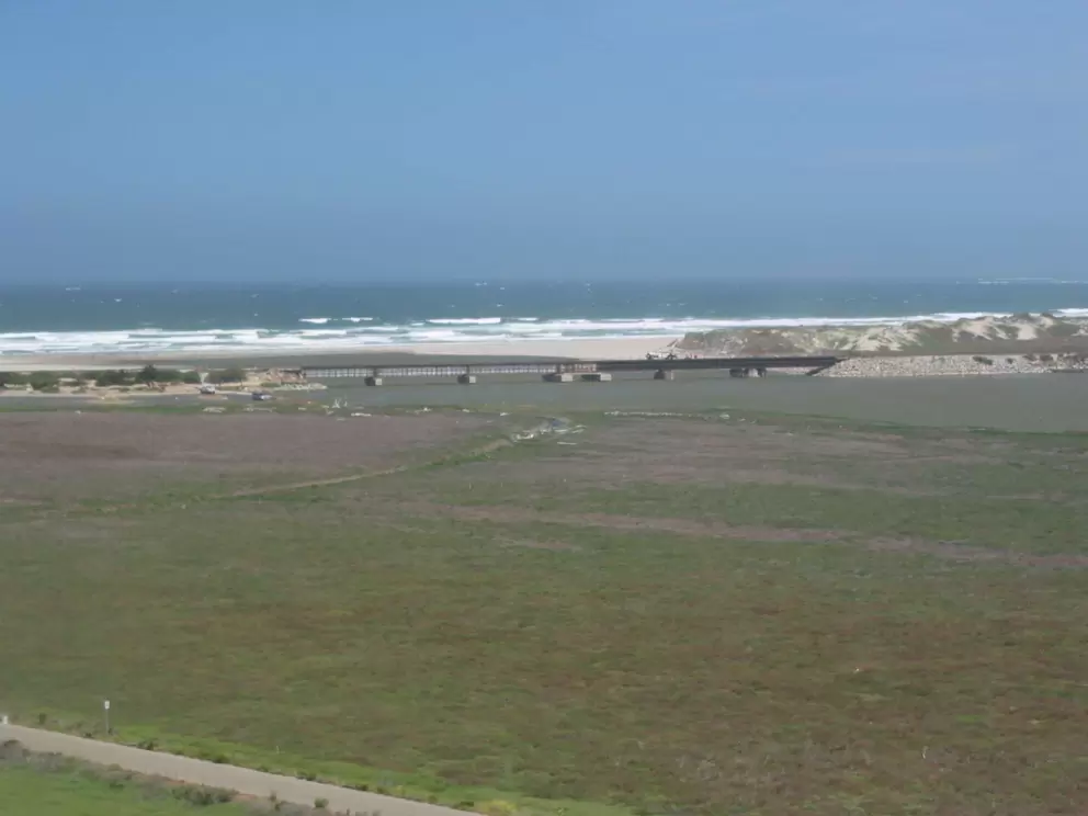 View from the road to Surf Beach- looking down on Ocean Beach, the lagoon, and the railroad tracks. Gorgeous!