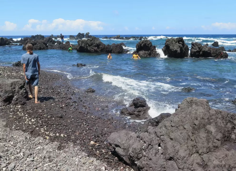 Swimming spot. Sometimes there is sand and sometimes not.