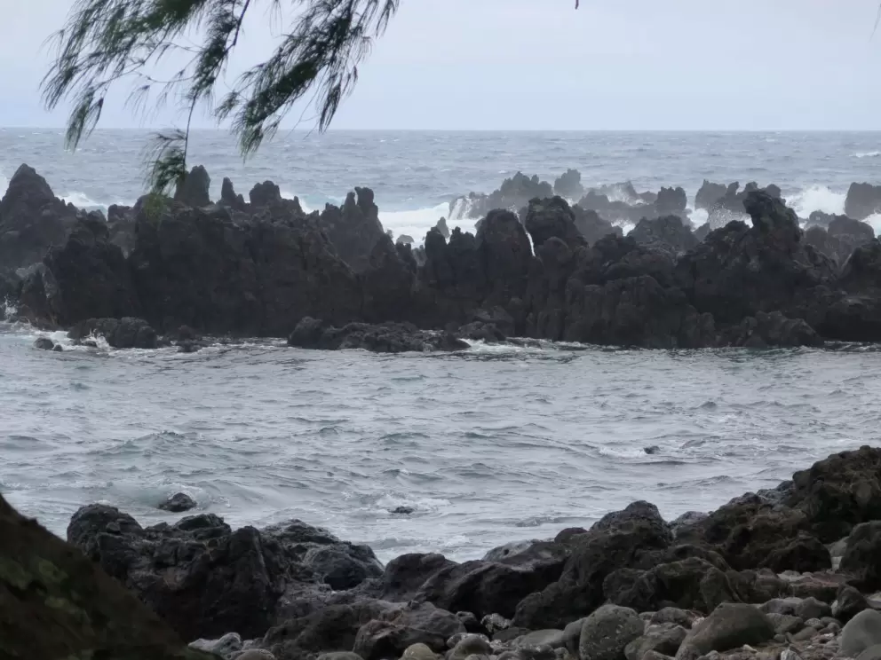 Misty rocks.