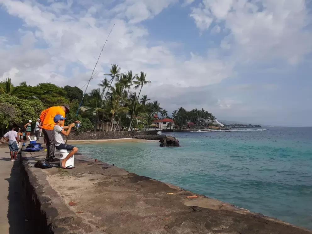 Fishing near Kailua Pier in Kona.