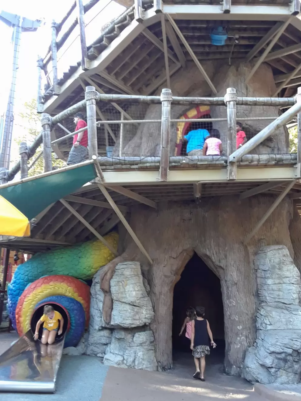 Sliding out of a rainbow at Land of the Dragons.
