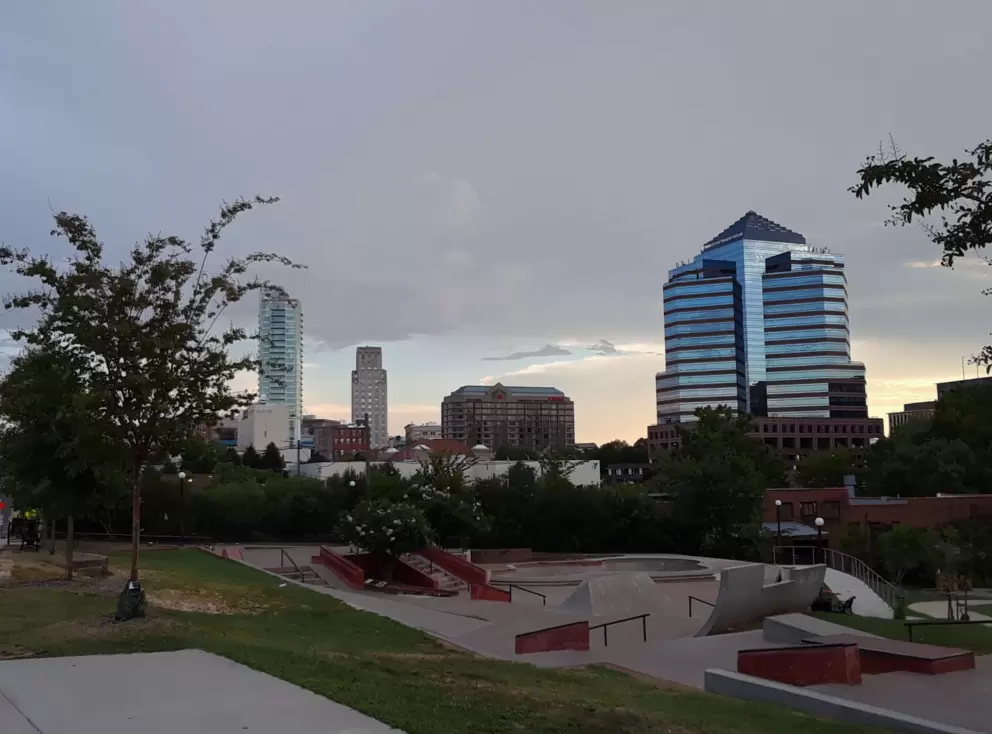 Sunset at Durham Central Park.