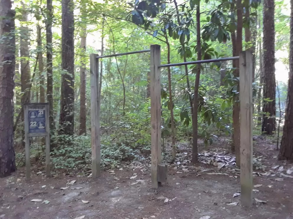 Workout station on the fitness loop.