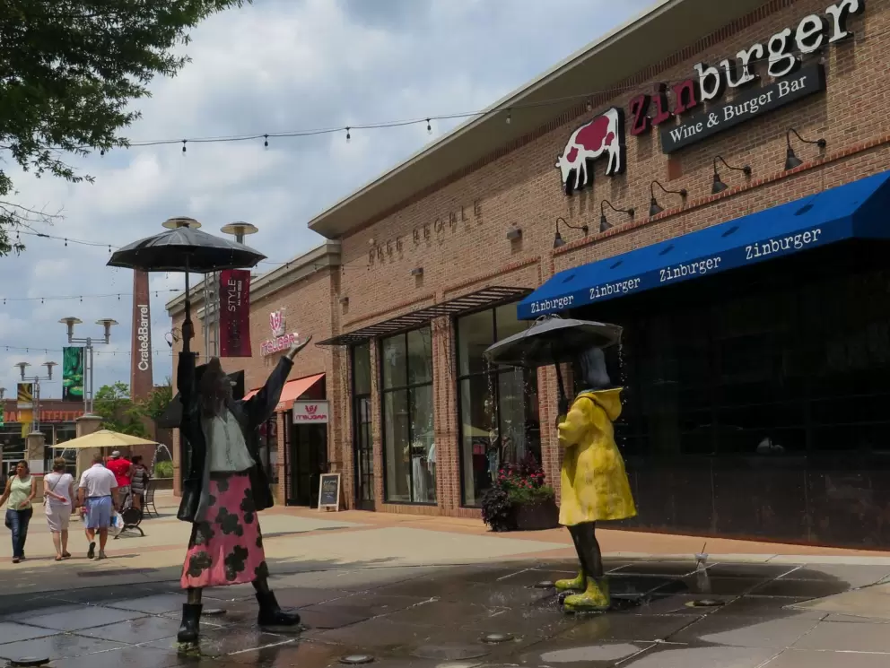 Rain sculpture outside Zinburger.
