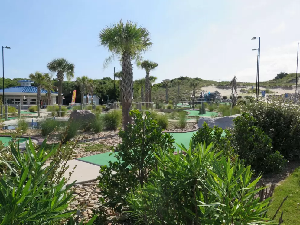 Mini golf and dunes behind.