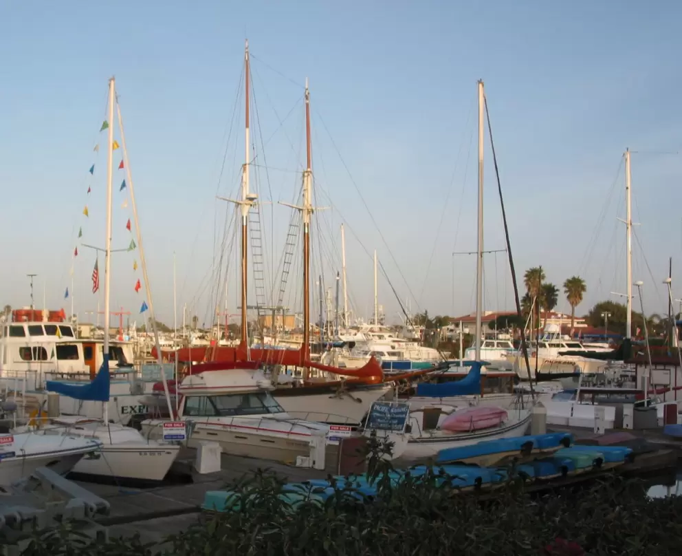 Sunset over the sailboats.