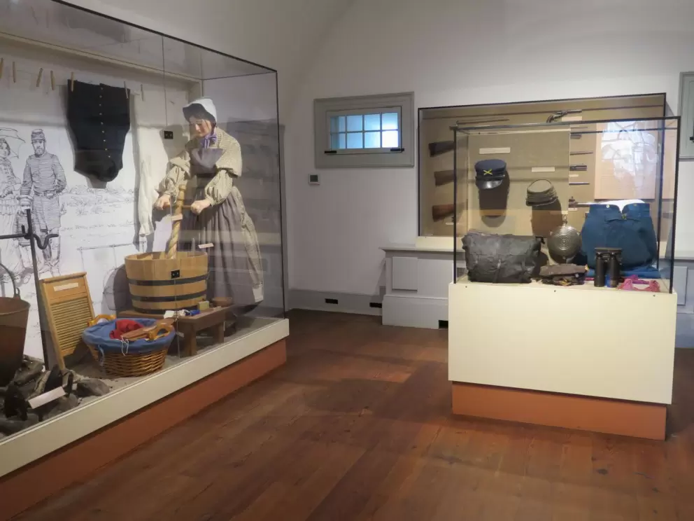 Women worked at the fort, but as laundresses, not nurses or cooks. Men took on those roles.