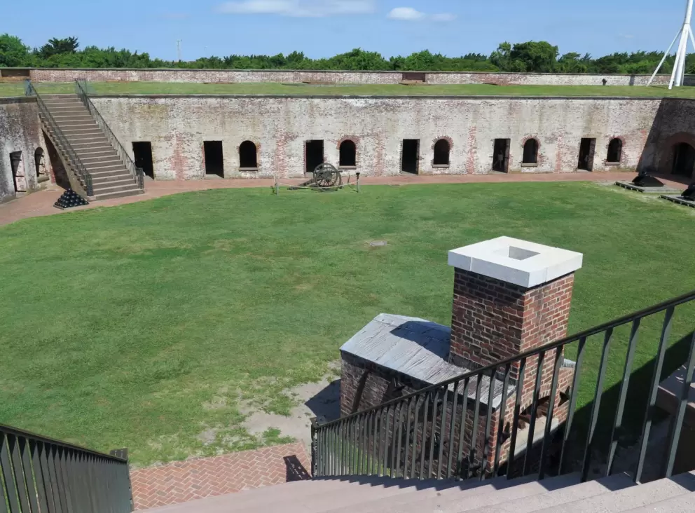 Standing at the top of the fort.