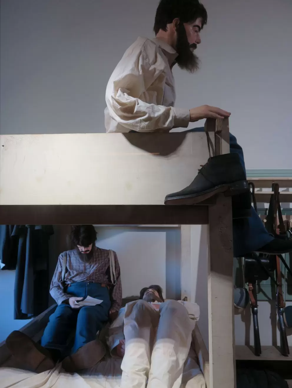 Soldiers were four to a tiny bunk bed :(