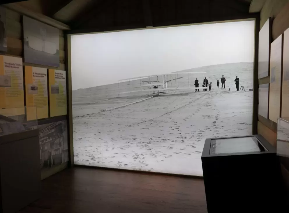 The Wright brothers on the dunes.