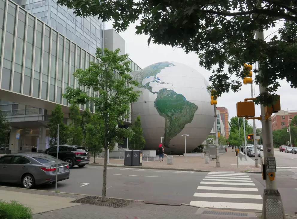 Globe on the building.