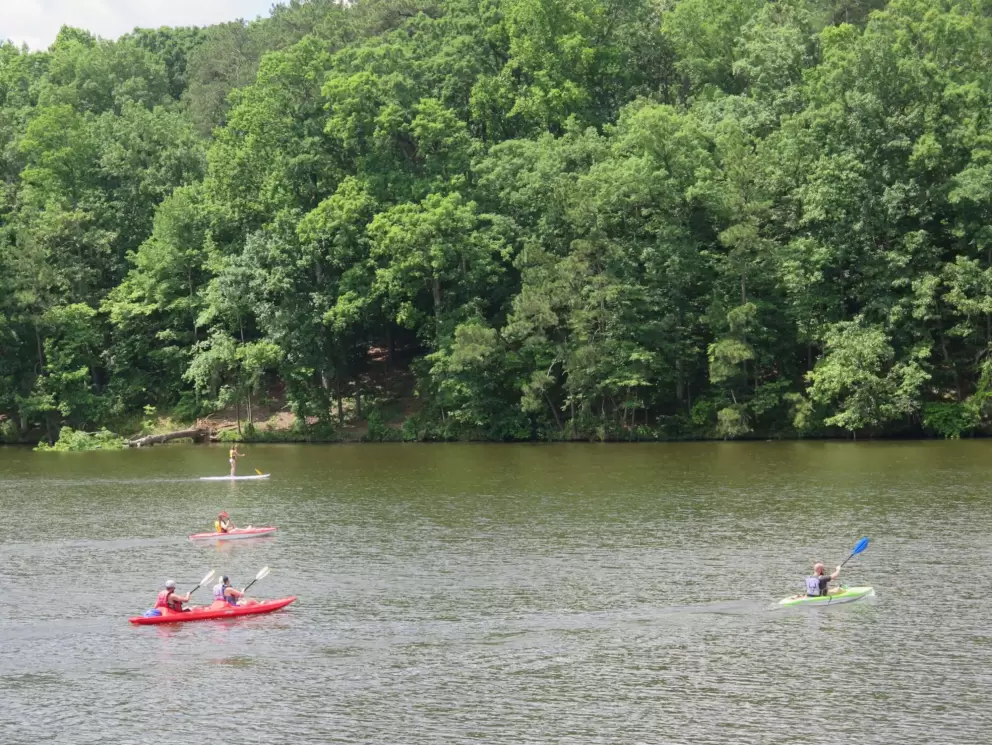Paddling at Lake Johnson.