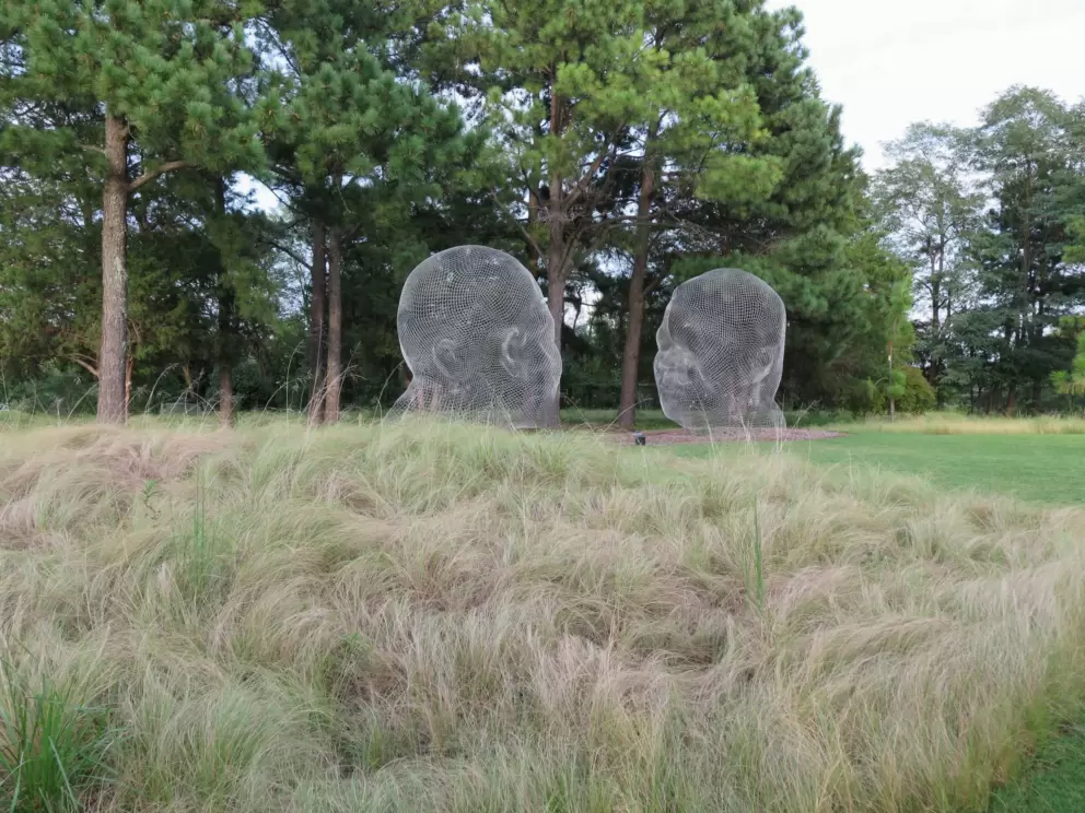 Large outdoor sculptures and interesting grass.