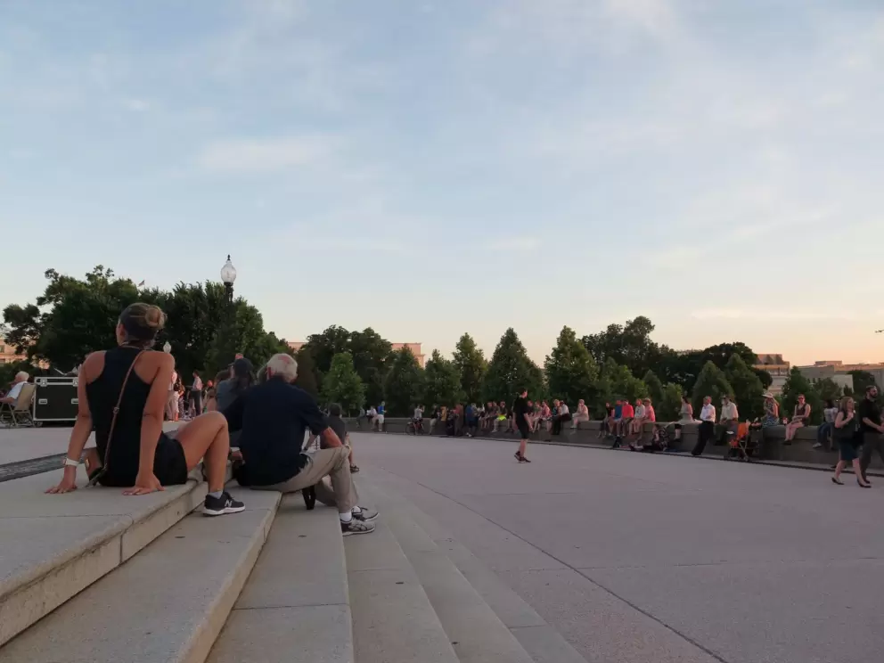 Hanging out on the steps of the Capitol.
