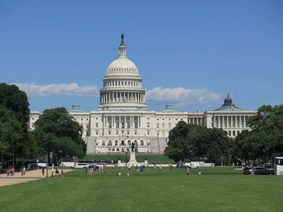View of the front of the Capitol.