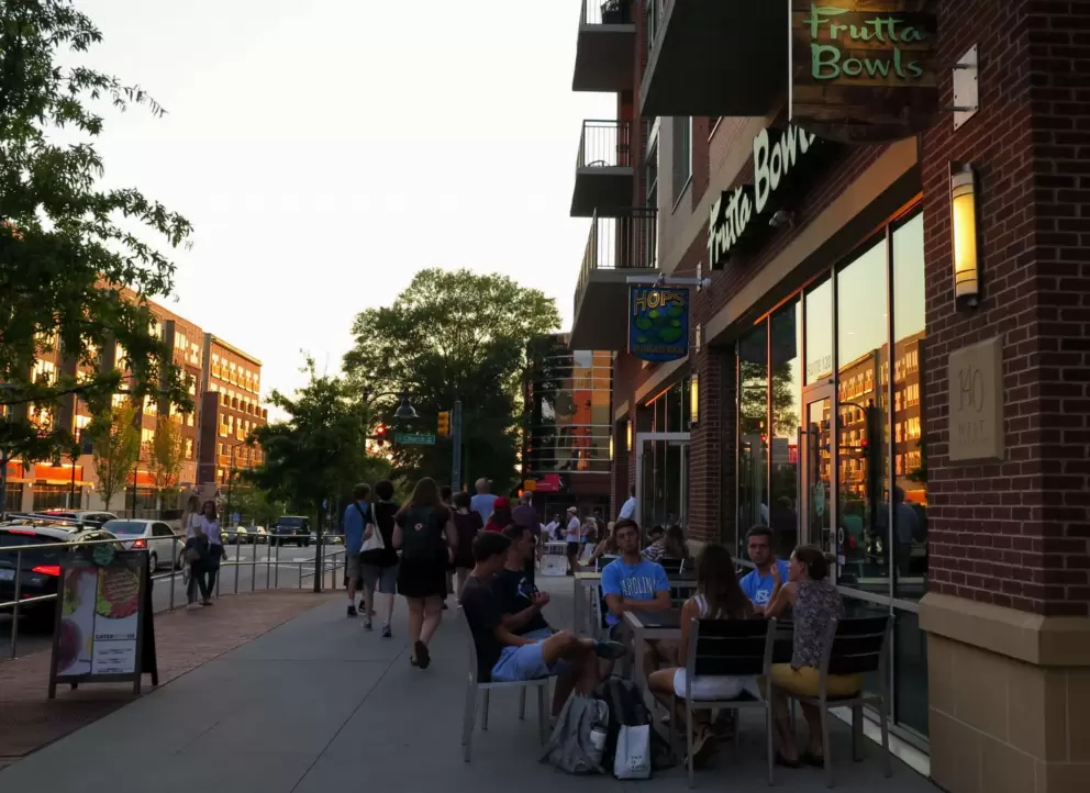 Hanging out in the evening at Frutta Bowls.