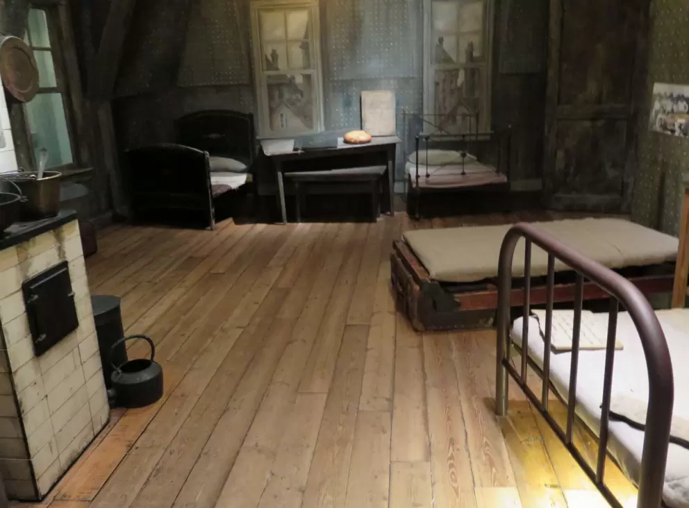 The dreary room in the ghetto.