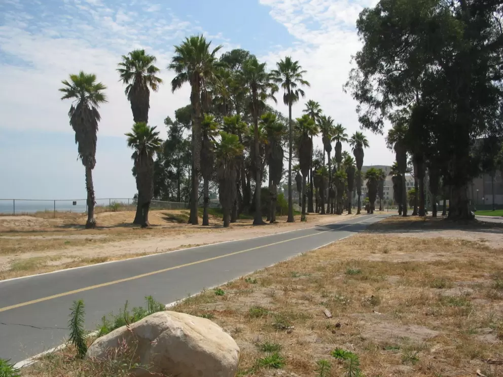 The pretty oceanfront scenery around the bike path on Lagoon Rd at UCSB.