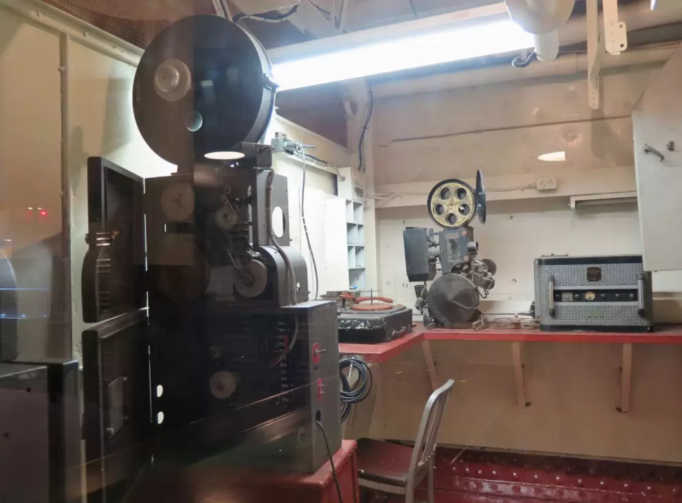 Movie projector room. There were movies every night. Ships swapped movies whenever they replenished supplies.