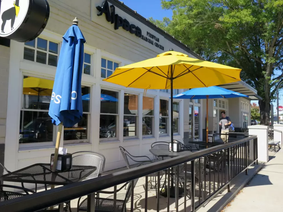 Outdoor seating at Alpaca.