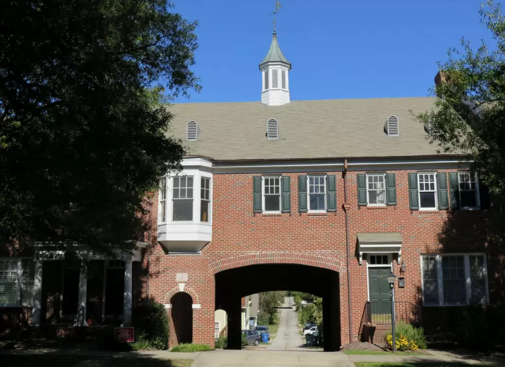 Building on Markham Ave, near campus.