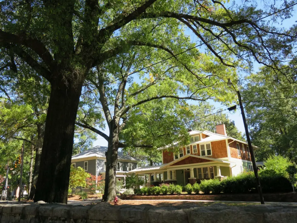 View of historic home from the perimeter trail.