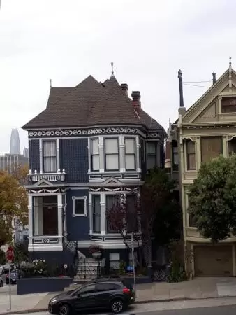 Blue house.