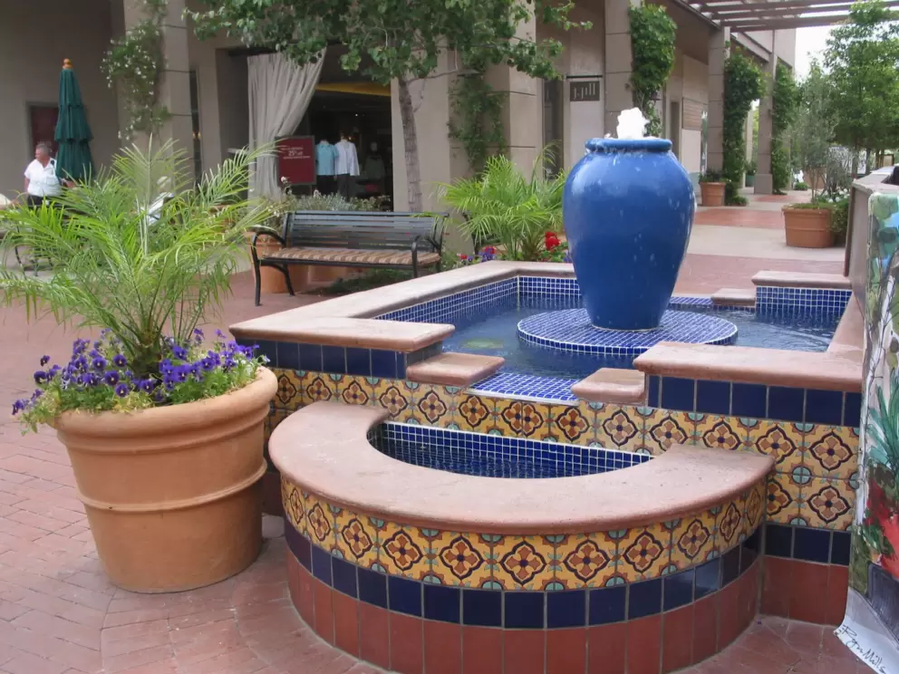 Fountains galore at La Cumbre Mall! These days they have plants rather than water because of the drought.